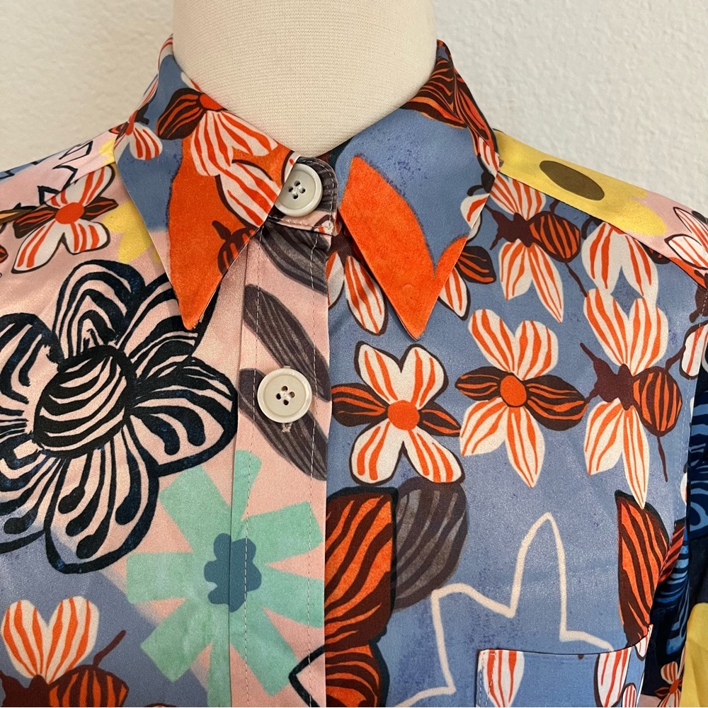 Acne Studios 34 Buse Floral Long-Sleeve Boyfriend Shirt - Picture 8 of 17